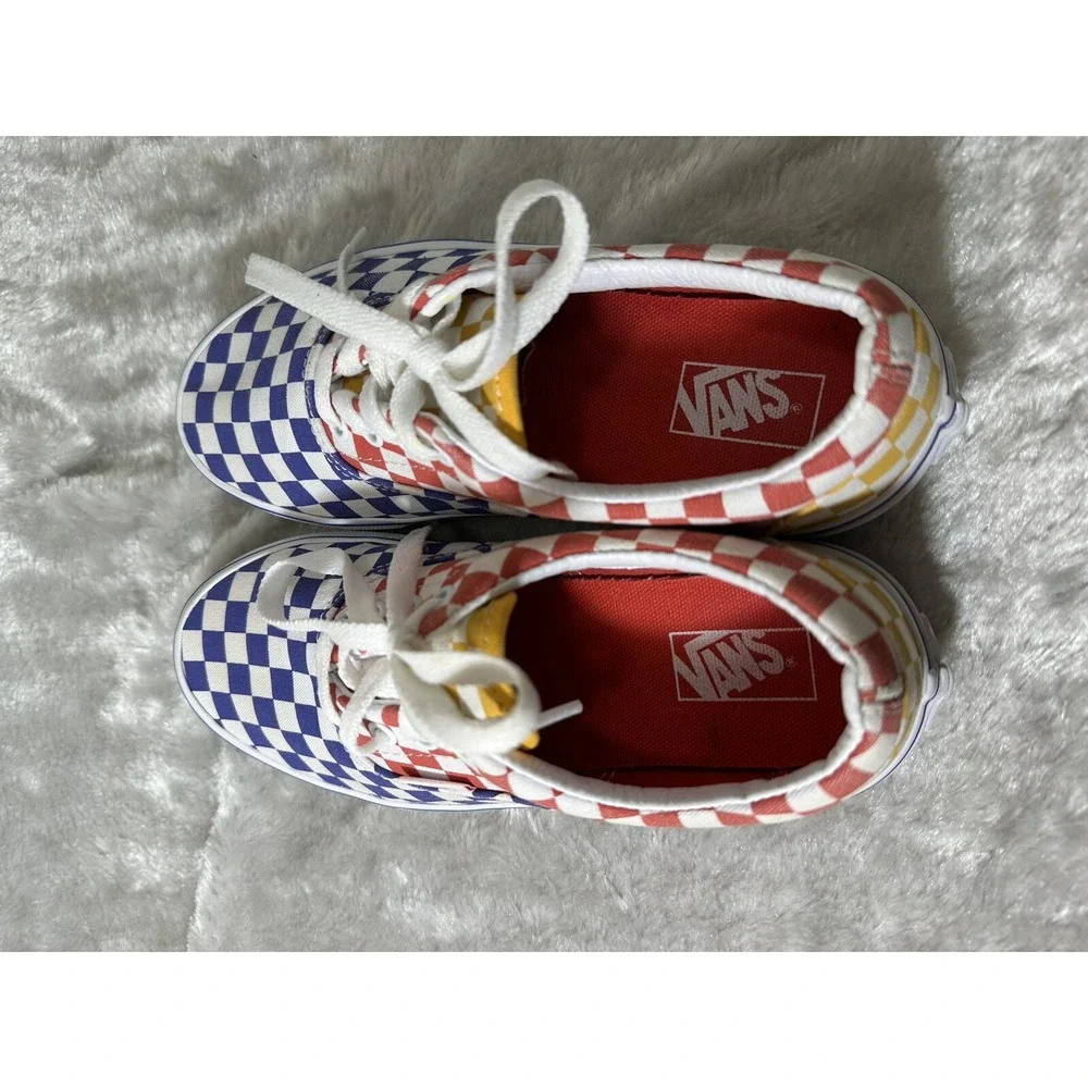 Vans Era Multi Color Checkerboard Red Blue‎ Yellow Sneakers Kids Juniors 4.0
